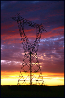 power lines at sunset