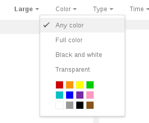 Google Image Search 'Color' restriction menu