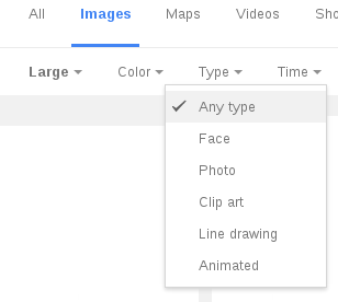 Google Image Search 'Type' restriction menu