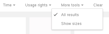 Google Image Search 'More Tools' selection menu