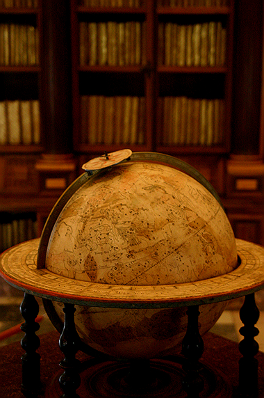 old globe and books