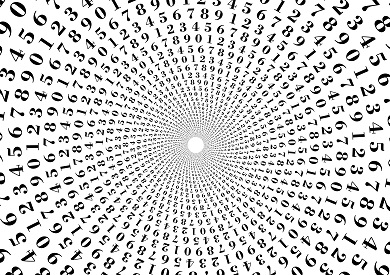 Spiralling numbers as though draining down a hole