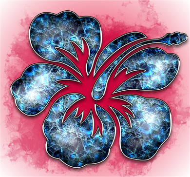 Energy-like veins of white through blue shapes that resemble petals