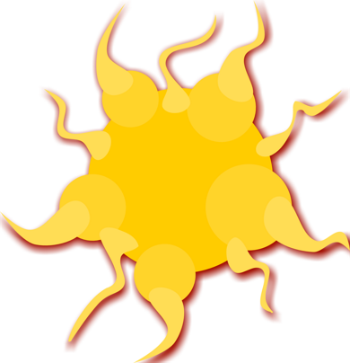 Balls of brightly colored energy and spark-like protrusions