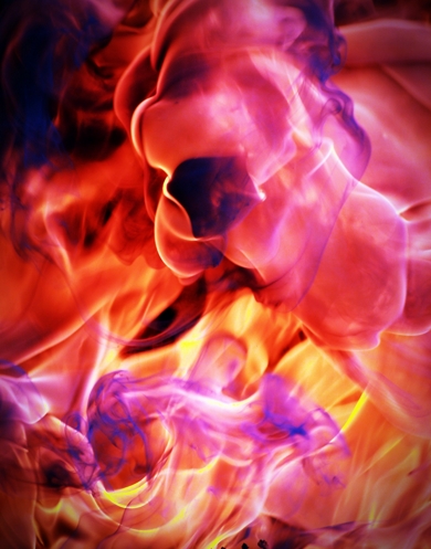 Gas fire, brighter and bluer