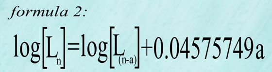 Log (Ln) = Log (L[n-a]++0.04575749a