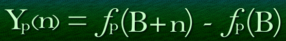 Y%-function for n = Probability% (B+n) minus Probability% (B)