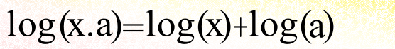 The logarithm of (x times a) is equal to the logarithm of x plus the logarithm of a.