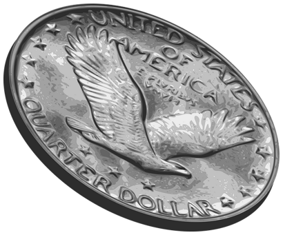 American Quarter-dollar in flight